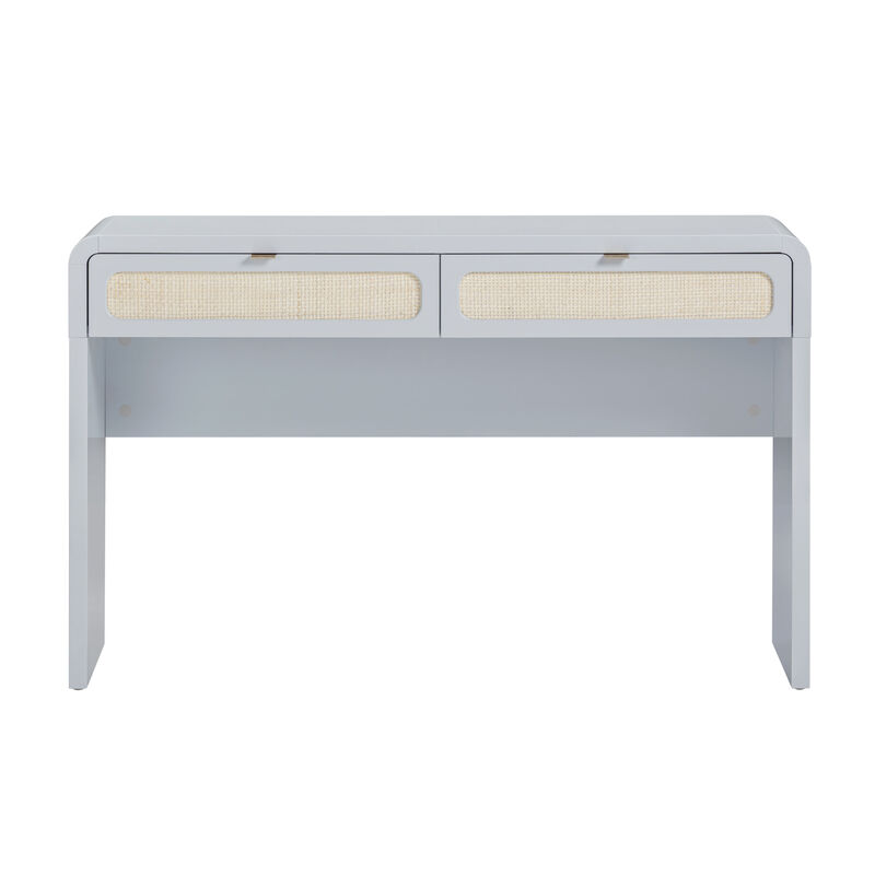 Patty Pastel Blue Rattan Console Desk