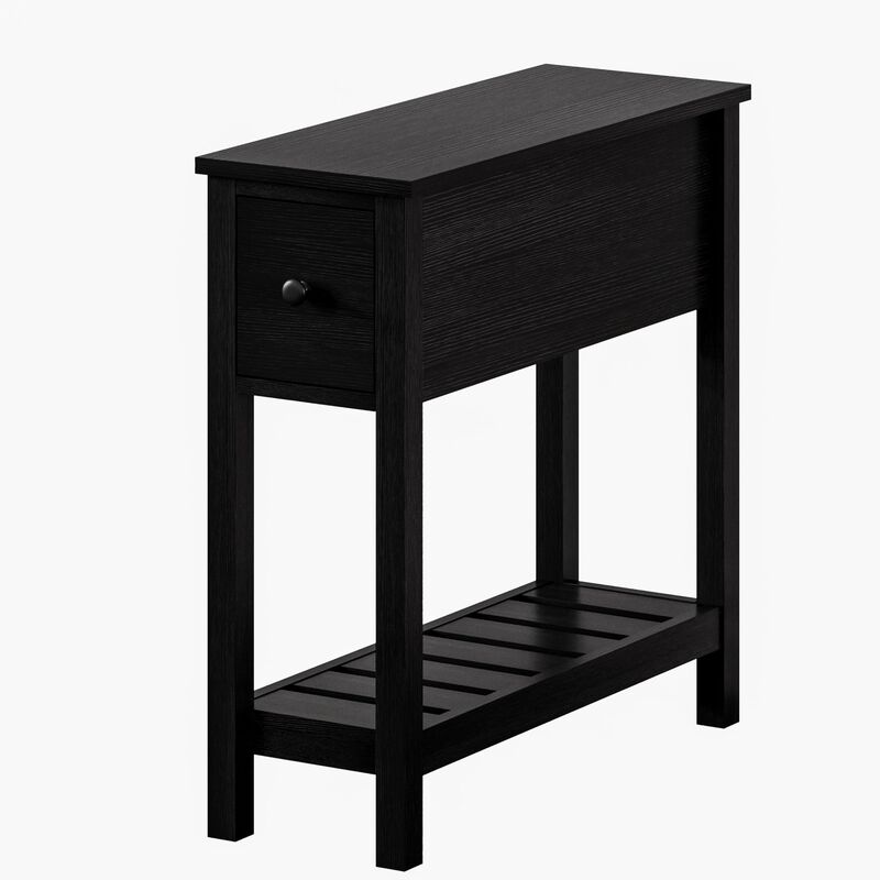 ChooChoo Narrow End Table, Small Side Table for Small Spaces, Slim End Table with Drawer, Narrow Nightstand Bedside Table for Li