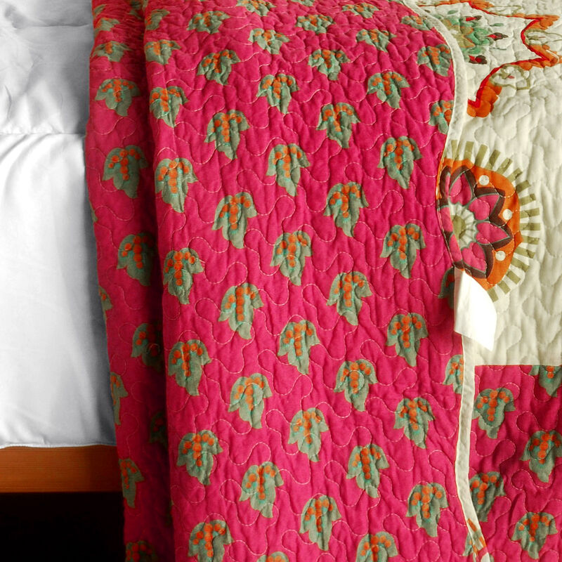 Vermicelli Quilted Cotton Printed Quilt Set Queen Size Children of Heaven Design Set image number 3