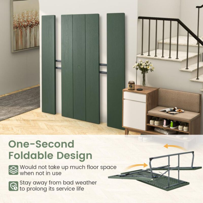 Hivvago Folding Picnic Table Set with Metal Frame and All-Weather HDPE Tabletop, Umbrella Hole