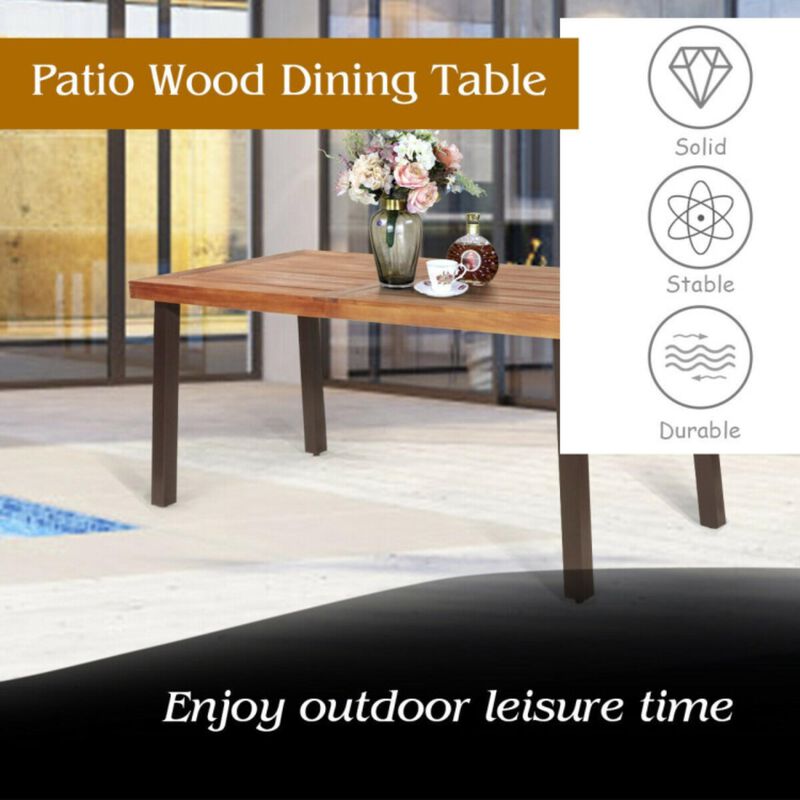 Hivvago Rectangular Acacia Wood Rustic Dining Furniture Table