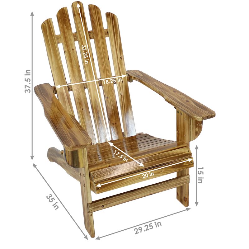 Sunnydaze Rustic Fir Wood Adirondack Chair - Charred Finish