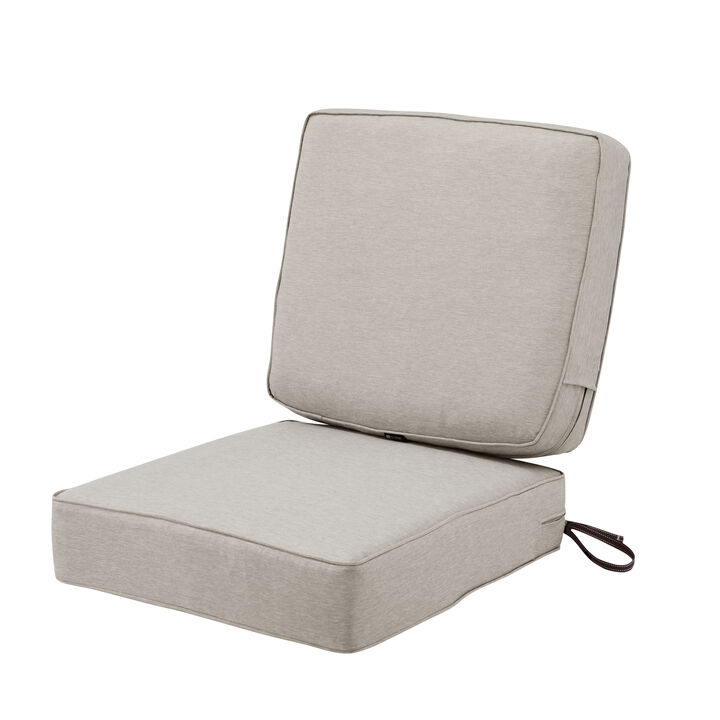 Classic Accessories Montlake FadeSafe Patio Seat & Back Cushion Combo, 25"W x 25"D x 5" x25"W x 22"H x 4", Heather Grey