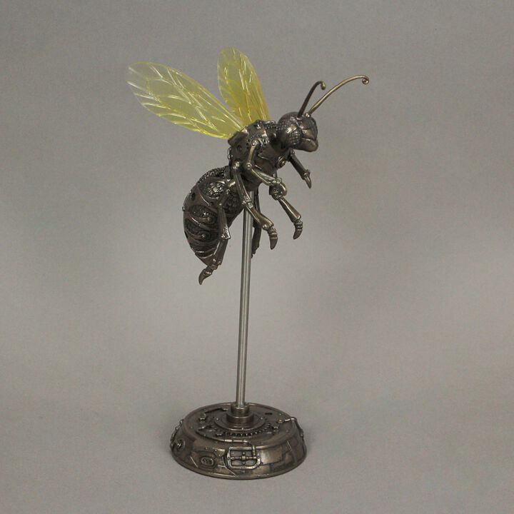 Bronze Finish Steampunk Hornet Specimen on Museum Mount Statue 10.5 Inches High
