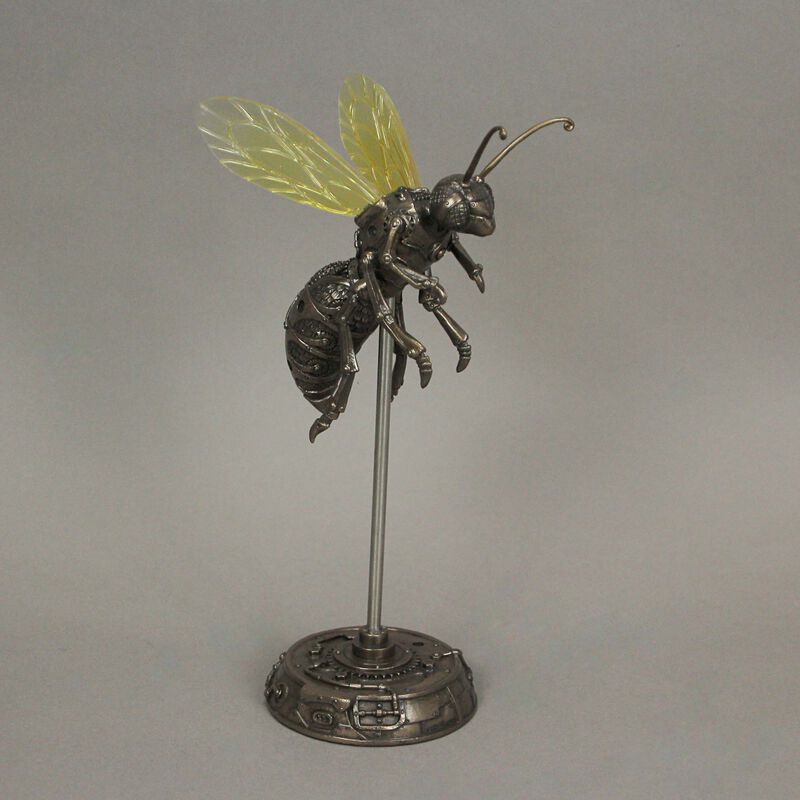 Bronze Finish Steampunk Hornet Specimen on Museum Mount Statue 10.5 Inches High image number 1