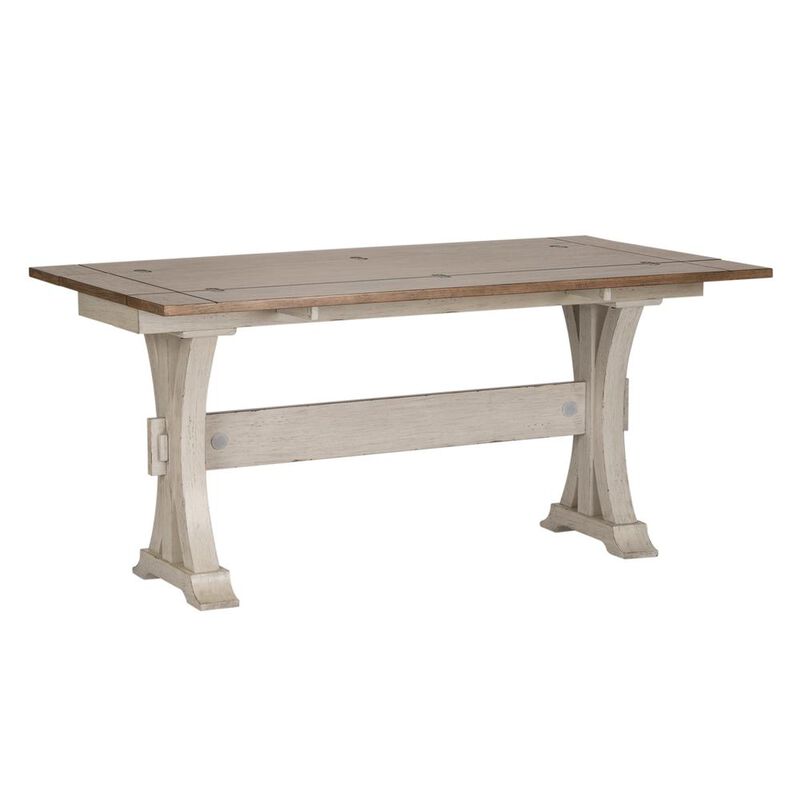 Liberty Furniture Farmhouse Reimagined Flip Lid Sofa Table in Antique White w/ Chestnut Top image number 0