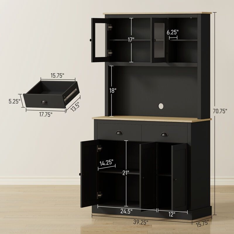 Hivvago Kitchen Storage Hutch with Adjustable Shelves image number 2
