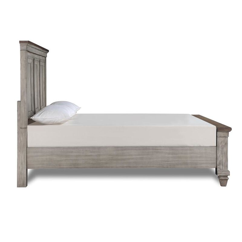 Wood Bed Frame Queen Size, Solid Wooden Queen Bed Frame in Grey image number 3