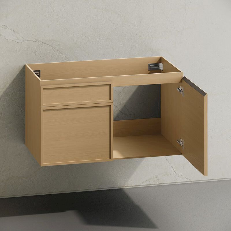 St. Tropez 36" Wall-Mounted Bathroom Vanity Cabinet without Top in Natural Oak image number 3
