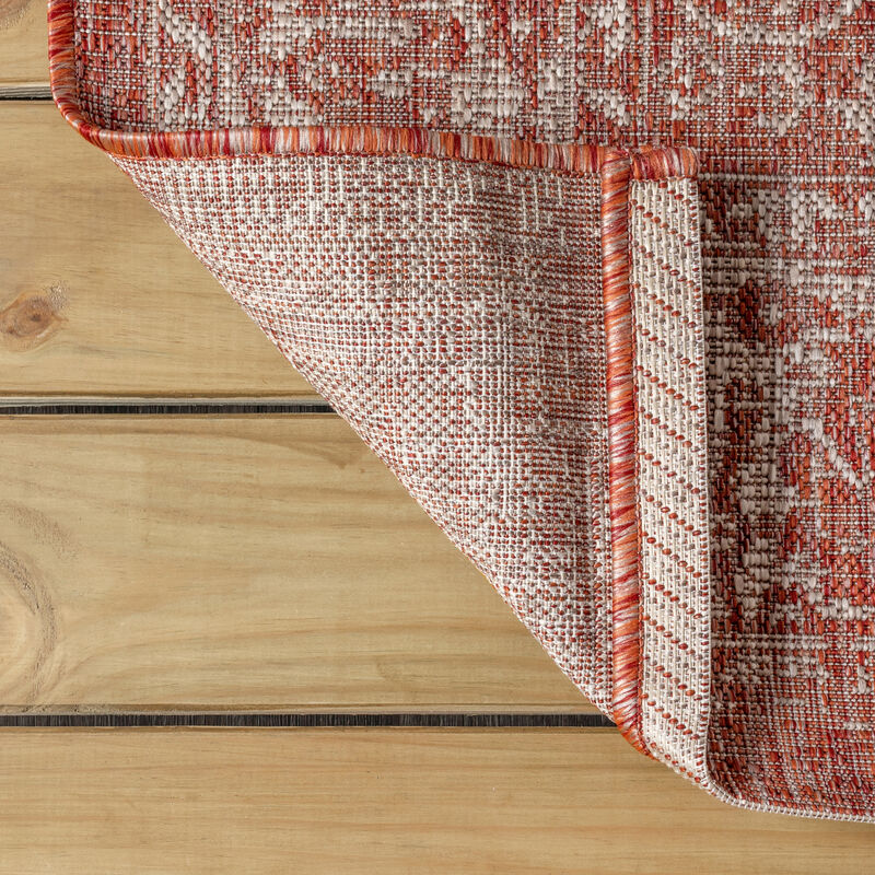 Tela Bohemian Textured Weave Floral Octagon Indoor/Outdoor Area Rug