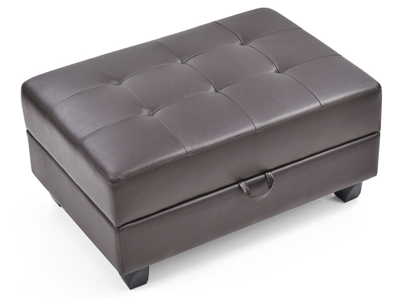 Revere Faux Leather Upholstered Storage Ottoman image number 3
