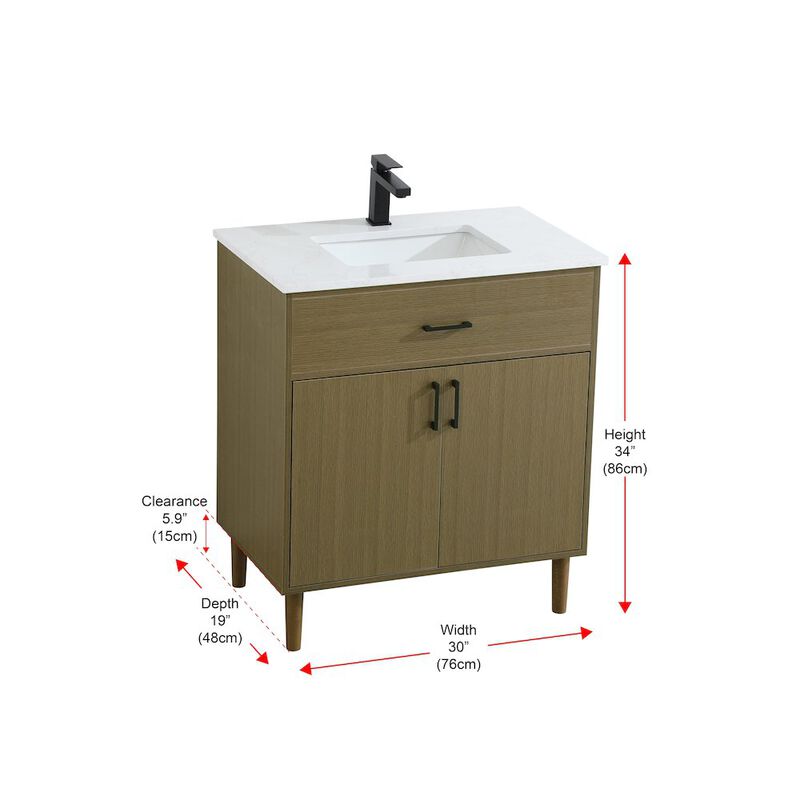 Elegant Kitchen and Bath Chandler 30 Inch Single Bathroom Vanity In Chestnut Brown