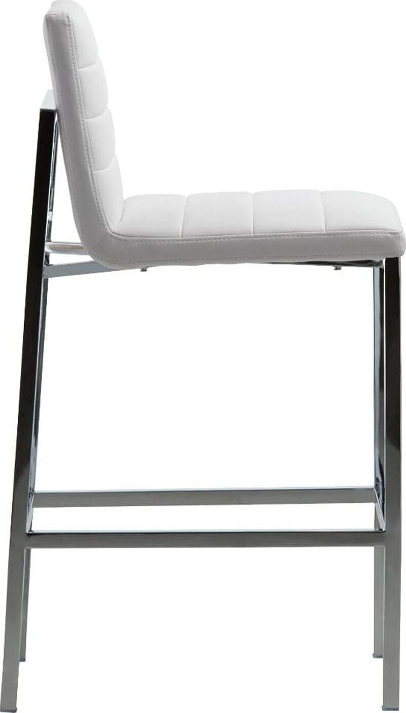 Amalfi Metal Back Bar Stool in White Leather - Set of 2