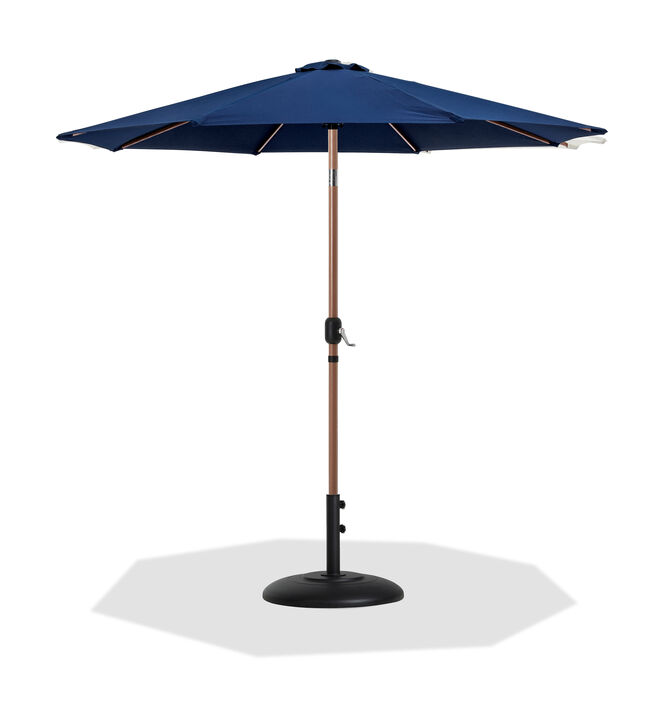Meridian Furniture Fiji Navy Fabric / Matte Black Aluminum Patio Umbrella with Base Sets
