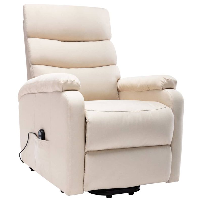 Power Lift Massage Recliner Cream Fabric