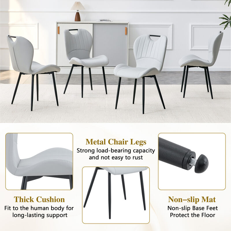 Whisen Set of 4 Upholstered Dining Chairs with Metal Handle, Fabric & Metal Frame, Ergonomic Accent Chairs for Dining Room, Living Room, Office image number 6