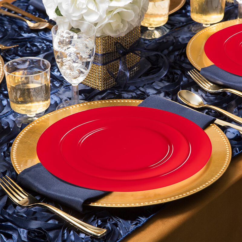 Solid Red Holiday Round Plastic Wedding Value Set (30 Sets) image number 1