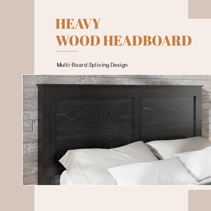 Wood and Metal Industrial Platform Bed with Headboard image number 4