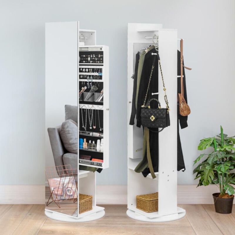 Jewelry Armoire with Full-Length Mirror, 360&deg; Rotating, Large Capacity Organizer & Lockable Storage image number 1