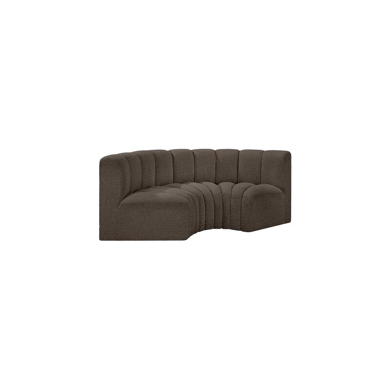 Meridian Furniture Arc Brown Boucle Fabric Modular Sofa