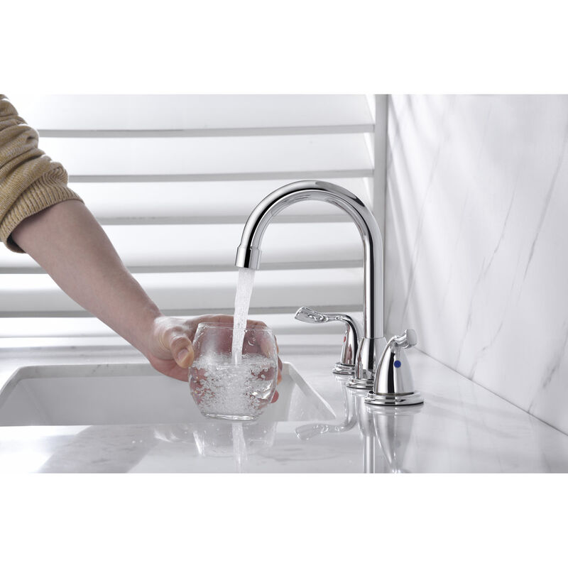 Bothwa Home Polished Chrome Bathroom Sink Faucet, Widespread 2-Handle Swivel Vanity Faucet With Drain & Supply Lines image number 8