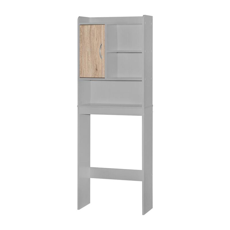 Better Home Products Ace Over-the-Toilet Storage Cabinet in Light Gray & Natural Oak