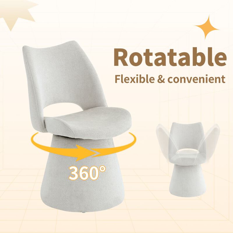 Set of 1 Swivel Dining Chair Velvet Upholstered Dining Chair with Hollow Open Back Modern Dining Chair with Metal Base and Memory Foam image number 3