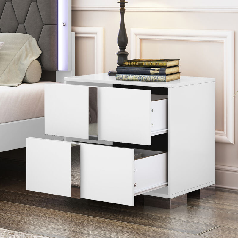 2-Drawer Mirrored Nightstand Bedside Table image number 3