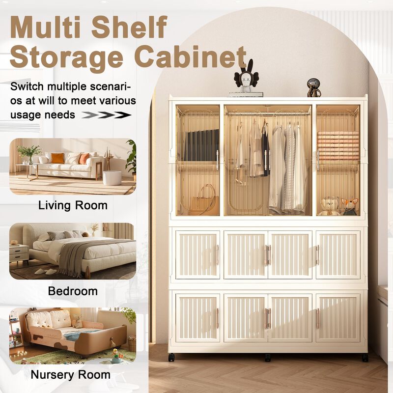 Clihome Portable Wardrobe Closet Organizer for Clothes,Clothes Dresser,Baby Wardrobe Storage Cabinet image number 7