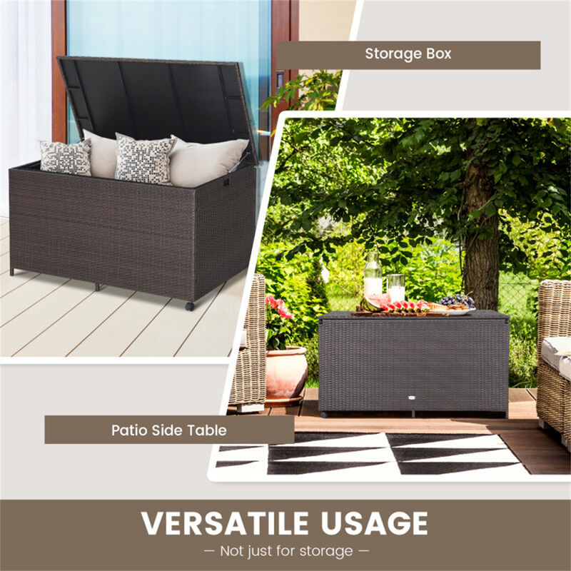 Outdoor Wicker Storage Box with Zippered Liner-133 Gallon image number 6