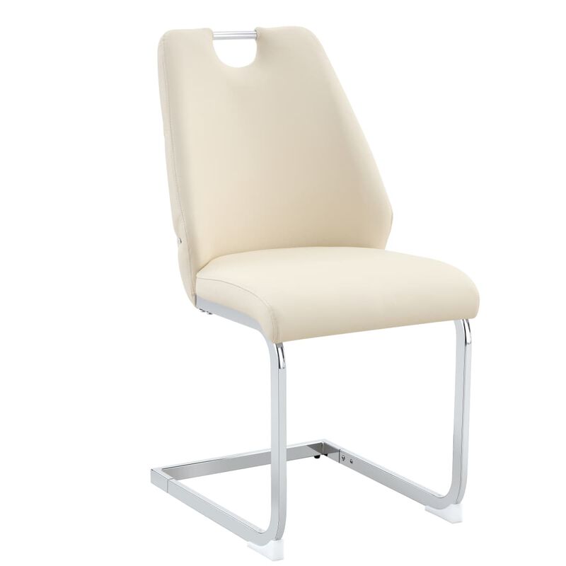 Set of 4 PU leather dining chairs rectangular high back solid back dining chair with pull ring modern kitchen dining chairs wipe clean image number 5