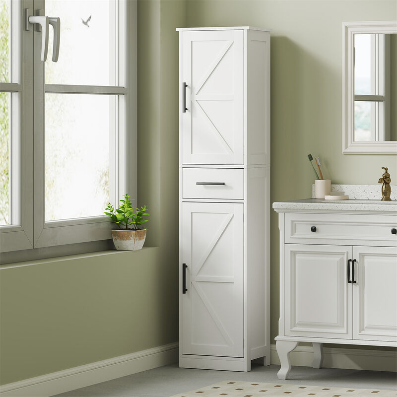 Modern Bathroom Storage Cabinet with Doors and Adjustable Shelves image number 1