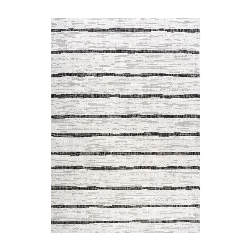 Colonia Berber Stripe Ivory/Black 4 ft. x 6 ft. Indoor/Outdoor Area Rug image number 1
