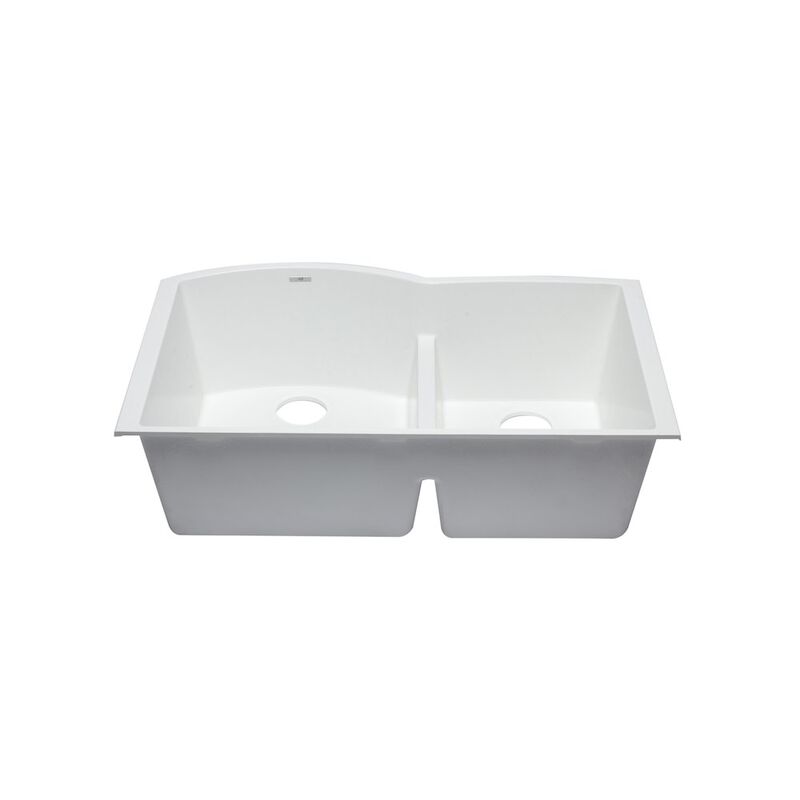 ALFI brand White 33 Double Bowl Undermount Granite Composite Kitchen Sink image number 5