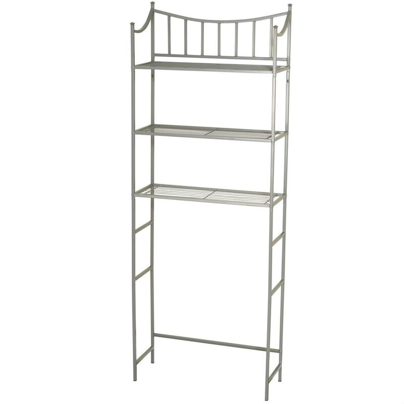 Hivvago Bathroom Space Saving Over the Toilet Linen Tower Shelving Unit in Nickel Finish
