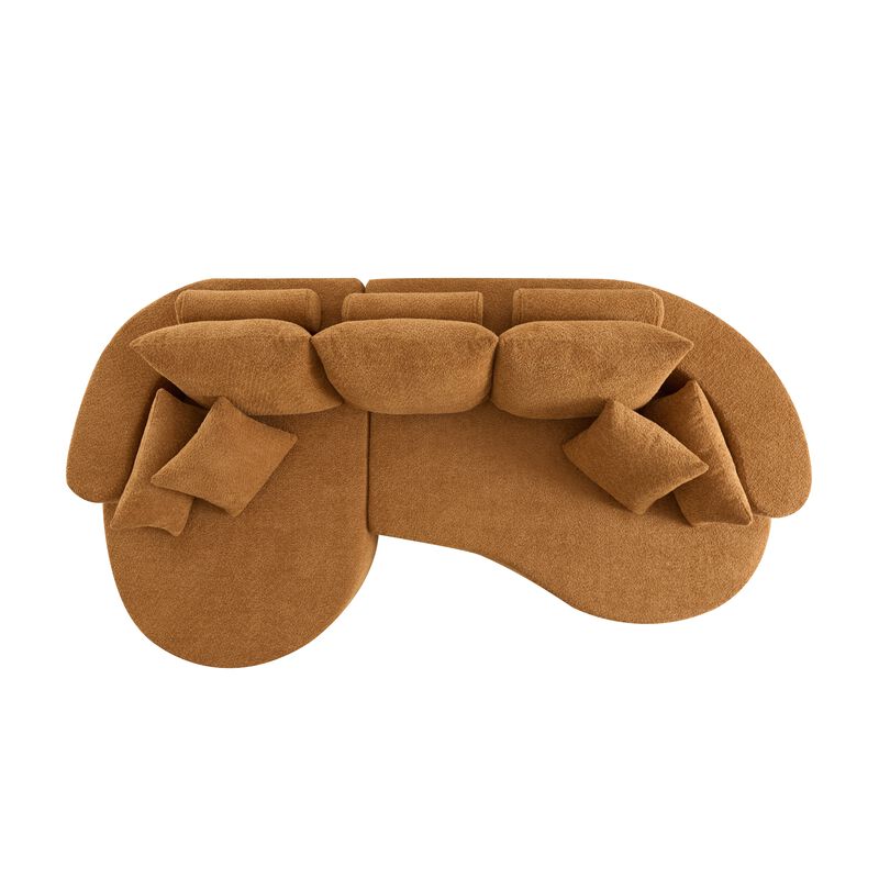 Christopher Knight Home Edana 106" Modern Cozy Upholstered 4 Seater Curved Sectional Sofa with 7 Pillows