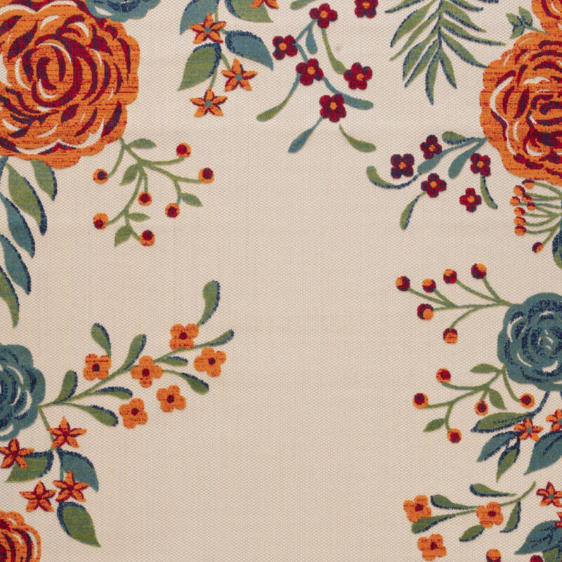 HomeRoots 9' X 12' Ivory Green Blue Red And Orange Floral Indoor Outdoor Area Rug image number 4
