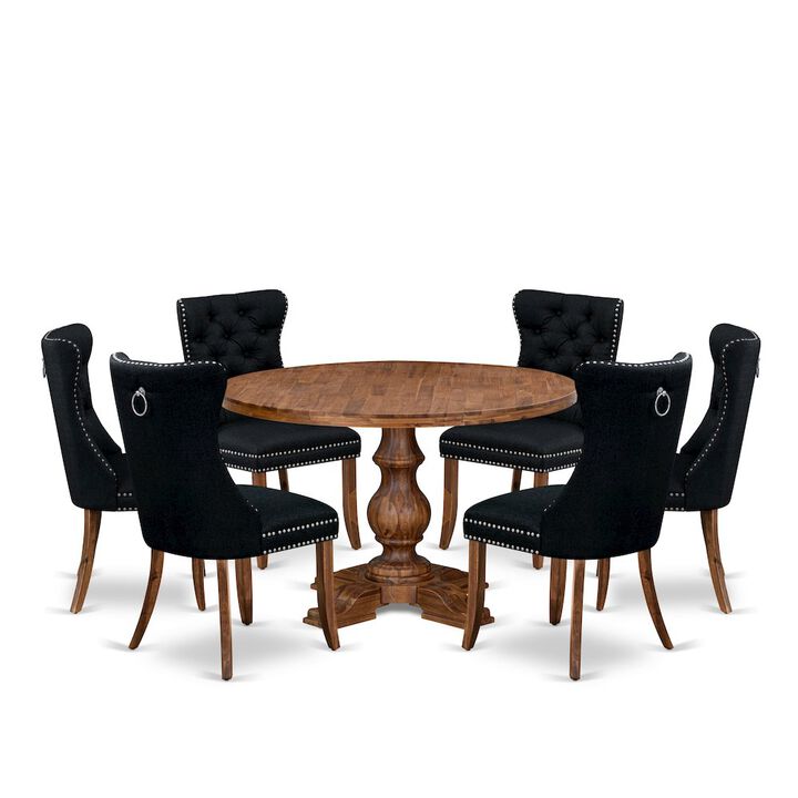 7-Piece Kitchen Table Set In Black Color