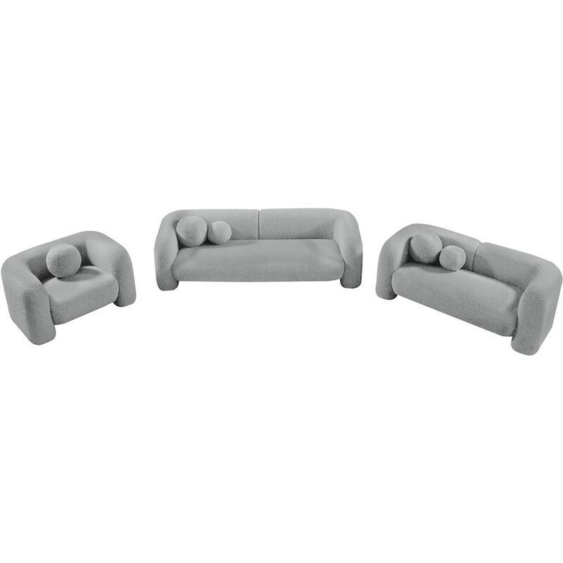Meridian Furniture Emory Grey Boucle Fabric Loveseat