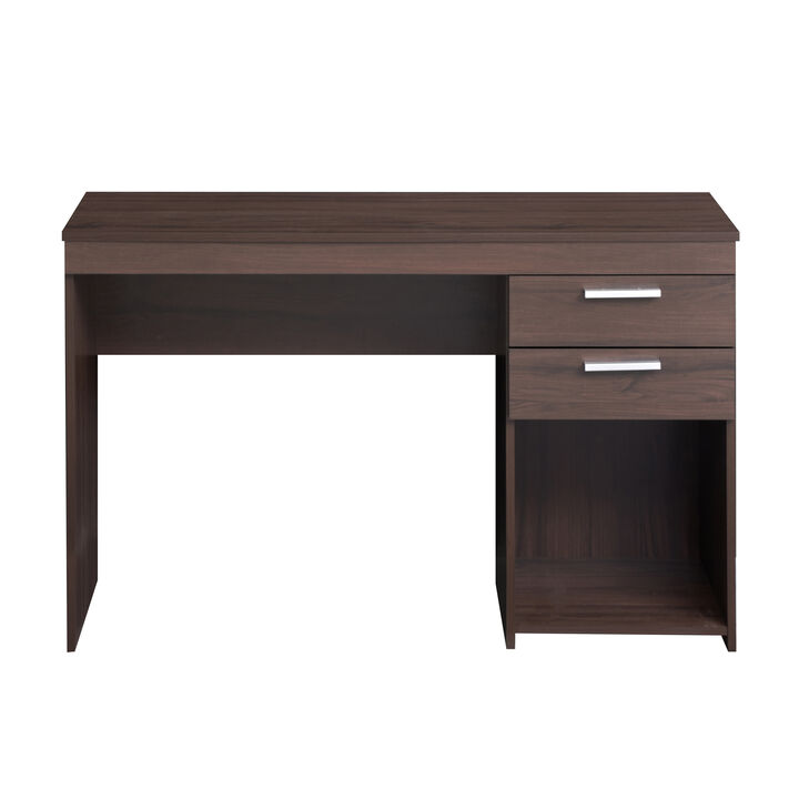 HomeRoots 48" Espresso Wood Pedestal Computer Desk With Two Drawers