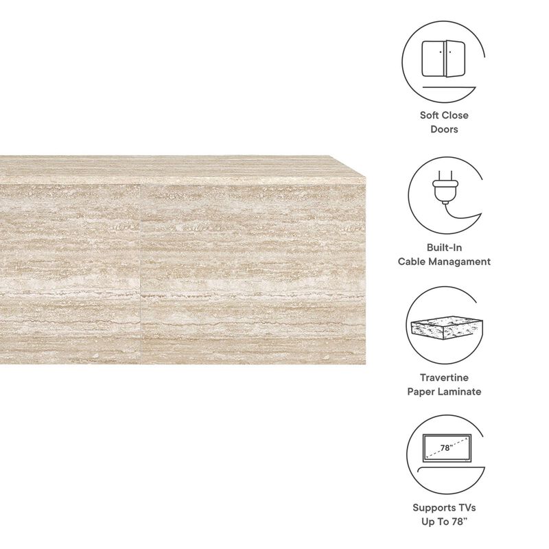 Modway Terra Wall Mounted Floating TV Stand in Travertine image number 3