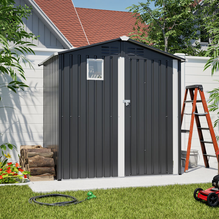 WOW PIONEER Waterproof Weather-Resistant Metal Outdoor Utility Storage Shed with Lockable Door for Backyard Garden Patio Lawn Tool Organization