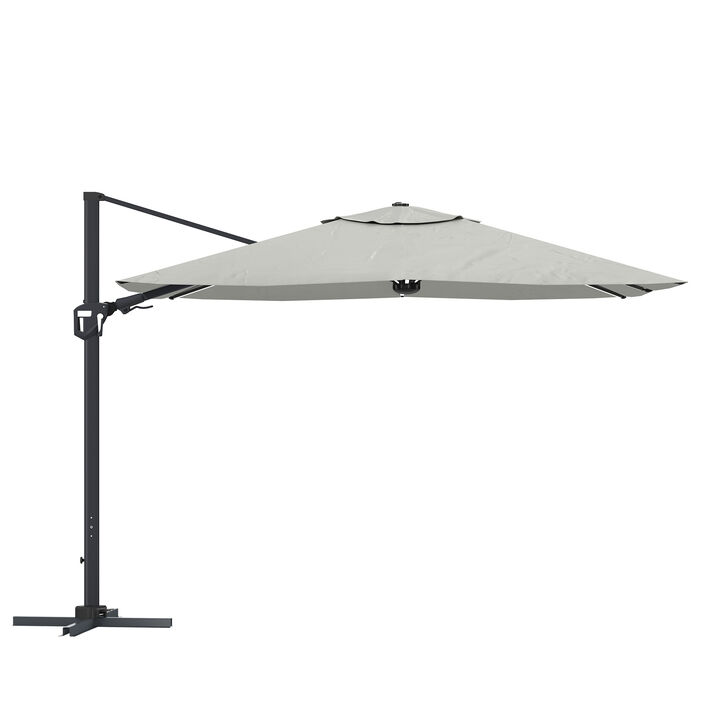 11FT Square Cantilever Patio Umbrella with LED Light (without Umbrella Base).