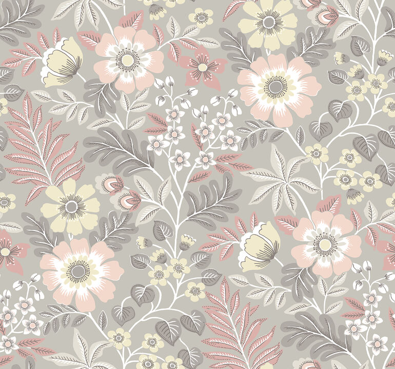 Voysey Pink Floral Wallpaper (Set of 2)