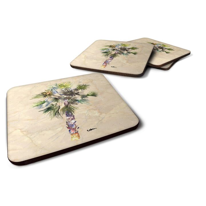 Caroline's Treasures 8481FC Tree-Palm Tree Foam Coasters (Set of 4), 3.5 H x 3.5 W, Multicolor