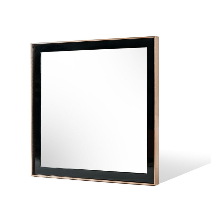 HomeRoots 39" Rose Gold and Black Wood and Metal Framed Accent Mirror image number 2