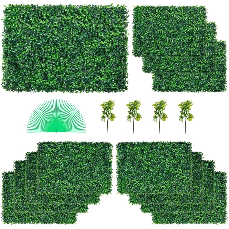 Artificial Boxwood Hedge Grass Wall Panel Privacy Screen, 32 Sq Ft, 12 Pieces image number 5