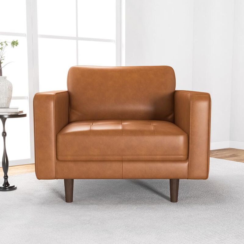 Ashcroft Furniture Co Catherine Leather Lounge Chair (Tan Leather)