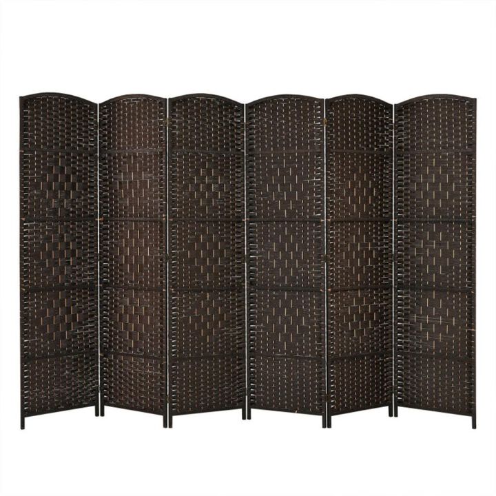 Hivvago 6.5Ft 6-Panel Weave Folding Fiber Room Divider Screen