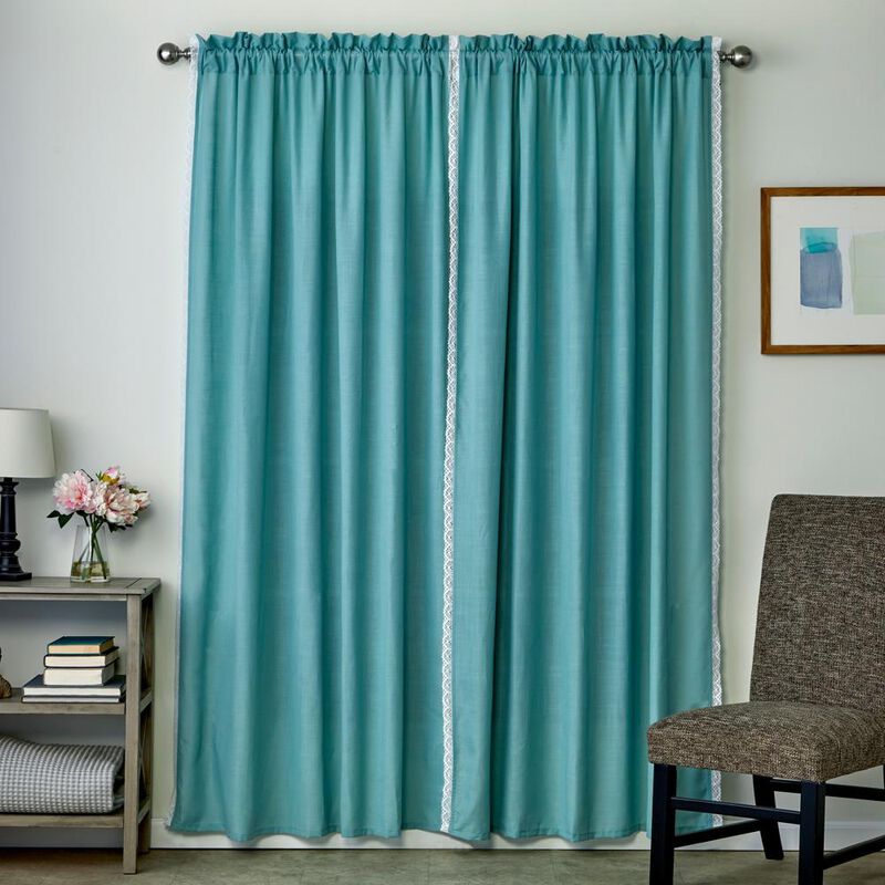SKL Home By Saturday Knight Ltd Catherine Crochet Window Curtain Panel Pair - 2-Pack - 104X84", Teal
